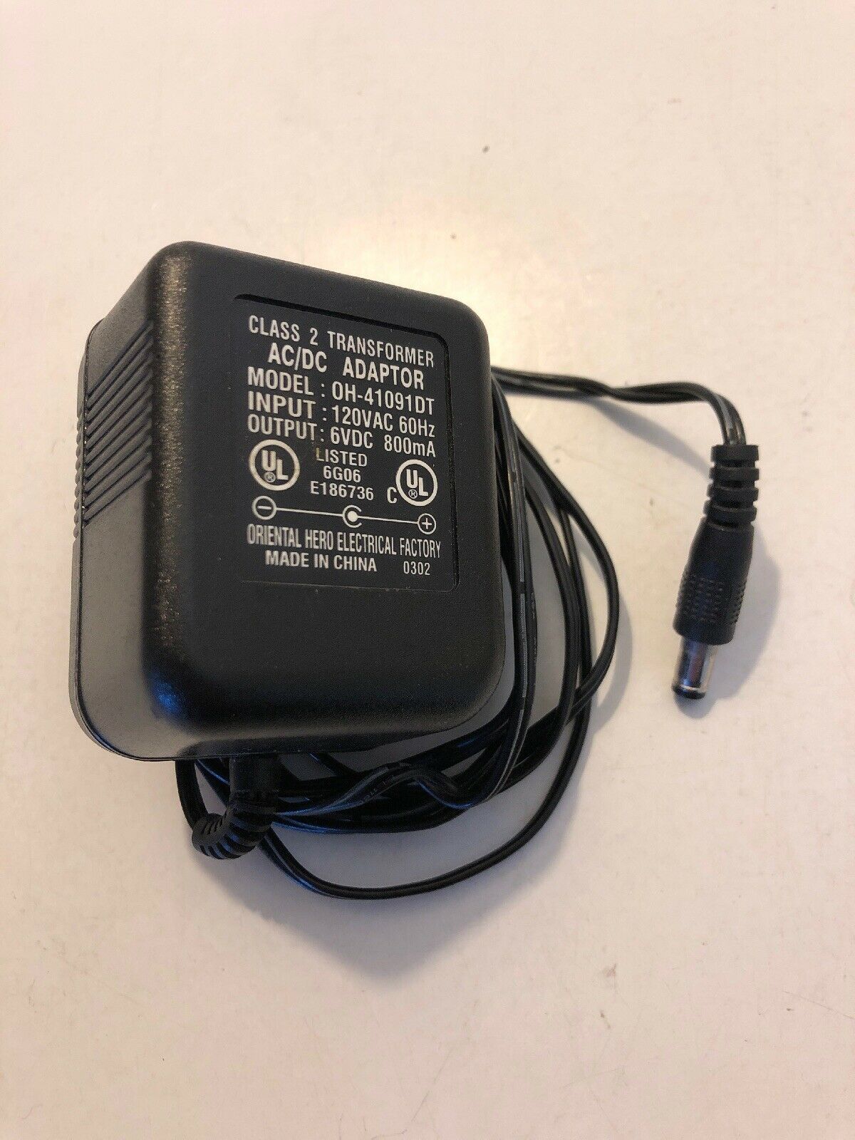 *Brand NEW*OH-41091DT Class 2 Transformer 6V 800mA Ac Adapter